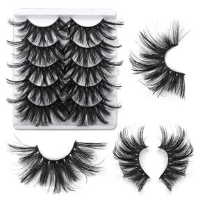 img 3 attached to 👁️ Wtvane 3D Faux Mink Eyelashes Bulk Pack – Long Dramatic False Eyelashes for Bold Makeup – 5 Pairs Fluffy Fake Lashes