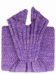 img 1 attached to 🧜 JR.WHITE Mermaid Tail Blanket: Hand Crochet Snuggle Sleeping Bag for Kids & Adults - All Seasons Seatail Blanket (Purple)