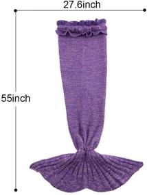 img 3 attached to 🧜 JR.WHITE Mermaid Tail Blanket: Hand Crochet Snuggle Sleeping Bag for Kids & Adults - All Seasons Seatail Blanket (Purple)