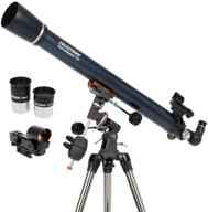 🔭 celestron - astromaster 70eq refractor telescope: perfect choice for beginner stargazers - with fully-coated glass optics, adjustable-height tripod, and bonus astronomy software package logo