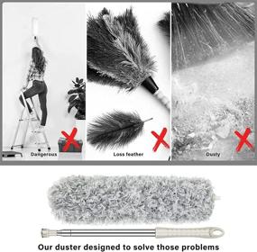 img 1 attached to 🪒 Apoksroy Microfiber Feather Duster with 100&#34; Stainless Steel Extension Pole - Extendable Ceiling Fan Duster for High Ceilings, Bendable & Telescoping for Efficient Cleaning