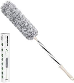 img 4 attached to 🪒 Apoksroy Microfiber Feather Duster with 100&#34; Stainless Steel Extension Pole - Extendable Ceiling Fan Duster for High Ceilings, Bendable & Telescoping for Efficient Cleaning