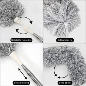 img 3 attached to 🪒 Apoksroy Microfiber Feather Duster with 100&#34; Stainless Steel Extension Pole - Extendable Ceiling Fan Duster for High Ceilings, Bendable & Telescoping for Efficient Cleaning