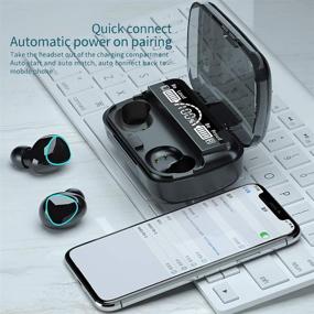 img 2 attached to 🎧 Wireless Earbuds 5.1: Auto Pairing Bluetooth Headphones with HiFi Stereo & LED Display Charging Case