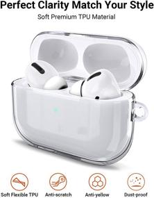 img 3 attached to 🎧 Прозрачный чехол ULAK для Airpods Pro с карабином - прочное защитное покрытие для Airpods Pro 2019 со светящейся передней LED-индикацией.