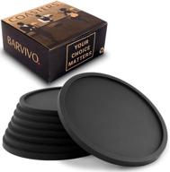 🍹 barvivo set of 8 drink coasters - ultimate tabletop protection for all types of tables - wood, granite, glass, soapstone, sandstone, marble, stone - perfect soft coasters for drinking glasses of any size. logo