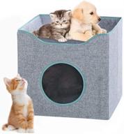 wituse foldable cat condo: top-rated cat cube house, 🐱 sleeping bed & hiding place with 2 cushions, scratch resistant design logo