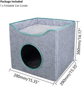 img 3 attached to WITUSE Foldable Cat Condo: Top-Rated Cat Cube House, 🐱 Sleeping Bed & Hiding Place with 2 Cushions, Scratch Resistant Design