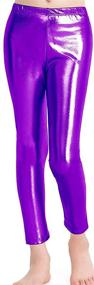 img 2 attached to 👖 Girls' Footless Leggings in Loxdonz Liquid Metallic - a Stunning Clothing Choice