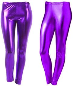 img 1 attached to 👖 Girls' Footless Leggings in Loxdonz Liquid Metallic - a Stunning Clothing Choice