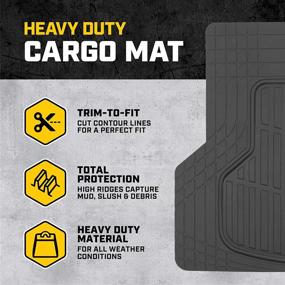 img 2 attached to 🚘 Caterpillar ToughRide Heavy-Duty Rubber Floor Mats & Cargo Trunk Liner - Black, Odorless, Trim to Fit, All-Weather Deep Dish Automotive Mats for Car SUV Van Sedan - Total Dirt Protection