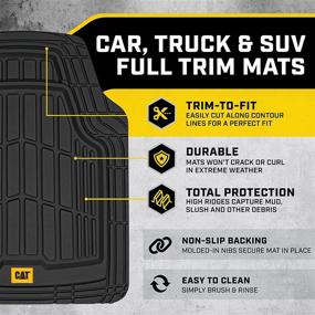 img 3 attached to 🚘 Caterpillar ToughRide Heavy-Duty Rubber Floor Mats & Cargo Trunk Liner - Black, Odorless, Trim to Fit, All-Weather Deep Dish Automotive Mats for Car SUV Van Sedan - Total Dirt Protection