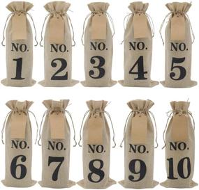 img 4 attached to 🍷 Burlap Wine Bags with Tags for Blind Tasting: HRX Package 10pcs Hessian Cloth Gift Bags for Christmas Wedding Party Decoration