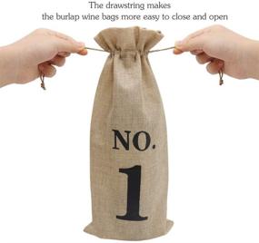 img 1 attached to 🍷 Burlap Wine Bags with Tags for Blind Tasting: HRX Package 10pcs Hessian Cloth Gift Bags for Christmas Wedding Party Decoration