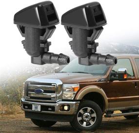 img 4 attached to 🚗 Enhance Visibility: Saihisday Pair of Front Super Duty Windshield Washer Jet Nozzle Sprayers for Ford F250 F350 - NEW