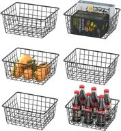 📦 durable wire baskets for organized storage - 6 pack, small-size metal wire baskets for kitchen cabinets, pantry, bathroom, closets - black логотип