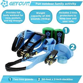 img 1 attached to 🤸 Fun-Filled Get Out! Slackline Beginner Kit: Ultimate Fun for Kids and Adults – Complete Training Line and Classic Slackline Set