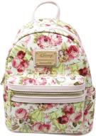 🌹 loungefly x beauty and the beast floral print mini faux leather backpack: character-inspired elegance in every detail logo