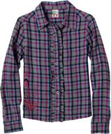 stylish and comfortable: roxy big girls' hope for you long sleeve plaid button down shirt logo