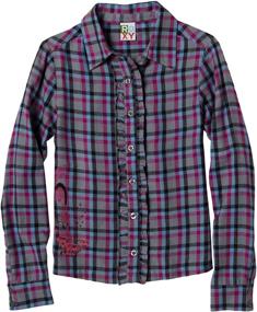 img 2 attached to Stylish and Comfortable: Roxy Big Girls' Hope For You Long Sleeve Plaid Button Down Shirt