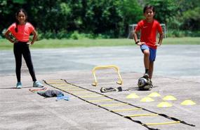 img 2 attached to 🏋️ Essential Agility Training Kit: Ladder, Bands, Hurdles, Cones, Ball Kicker & Carry Bag - Improve Soccer, Fitness, Running & Football Skills!