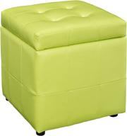 🪑 modway volt square light green faux leather tufted storage ottoman cube логотип