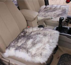 img 3 attached to 🐑 Gracefur Gray Tip Natural Sheepskin Car Seat Cushion Cover - Winter Warm Luxury Long Wool Seat Covers for Car, Office Chair and Armchair - Universal Fit - 1 Piece