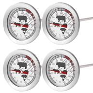 🌡️ accurate readings guaranteed: 4 pack stainless steel dial meat thermometer logo