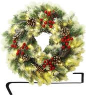 🎄 atdawn 16 inch outdoor lighted christmas wreath for front door - xmas wreath ideal for winter holiday decorations and christmas party logo