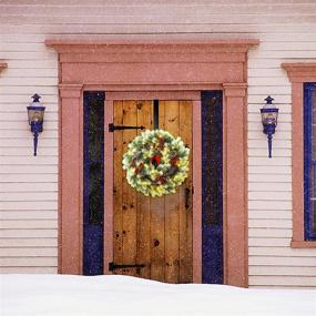 img 1 attached to 🎄 ATDAWN 16 Inch Outdoor Lighted Christmas Wreath for Front Door - Xmas Wreath Ideal for Winter Holiday Decorations and Christmas Party