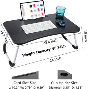 img 3 attached to AIXMEET Foldable Laptop Desk/Table: Non-Slip Portable Notebook Stand with Cup Slots for Working, Video Games, and Watching on Dormitory, Couch, Sofa, Floor, and Bed - Fully Assembled