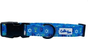 img 2 attached to 🐶 Hanukkah Dog Collar: Cutie Ties in Small, Medium or Large. Adjustable Nylon with Secure Closure & Metal Leash Ring