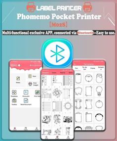 img 2 attached to Phomemo M02S 300DPI Mini Printer: Pocket Bluetooth Smart Phone Printer with 🖨️ 6 Rolls of Thermal Sticker Label Paper in Gift Box Set - Purple