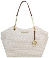 stylish and practical: michael kors women's jet set travel saffiano leather chain shoulder tote - a must-have accessory logo