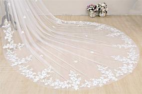 img 3 attached to 1 Tier Cathedral Lace Flower Wedding Bridal Veil With Comb for Women by Elawbty