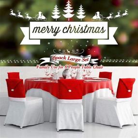 img 3 attached to 🎅 Festive Santa Hat Chair Back Covers for Xmas Dinning Decoration – Set of 6 Christmas Chair Covers for Holiday Party Decor