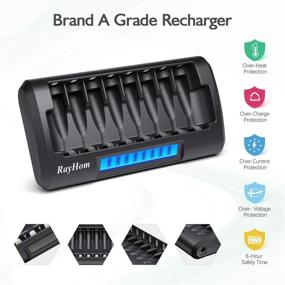 img 2 attached to RayHom 8-Bay Fast Charging AA AAA Battery Charger with LCD Display, Individual Slots for Ni-MH AA AAA Rechargeable Batteries