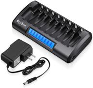 rayhom 8-bay fast charging aa aaa battery charger with lcd display, individual slots for ni-mh aa aaa rechargeable batteries logo