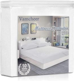 img 4 attached to 🌊 Waterproof Queen Size Mattress Protector Cover - Noiseless, Breathable & Soft Terry Bed Encasement for Adults, Kids, and Pets - Fits Mattresses up to 21 inches