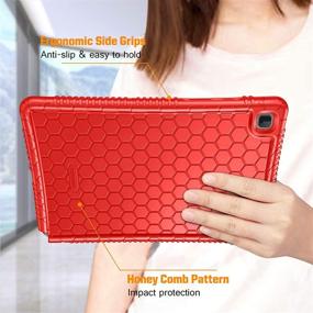 img 2 attached to Fintie Silicone Case for Samsung Galaxy Tab A7 10.4 2020 Model (SM-T500/T505/T507): Kid-Friendly Honeycomb Series, Lightweight Shockproof Cover in Red