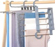 👖 sosopin 5 tiered pants hangers: space-saving open ended solution for clothes organization – gray (set of 2) логотип