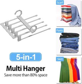 img 2 attached to 👖 SOSOPIN 5 Tiered Pants Hangers: Space-Saving Open Ended Solution for Clothes Organization – Gray (Set of 2)