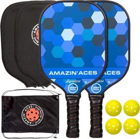 img 4 attached to USAPA Approved Amazin' Aces Signature Pickleball Paddle Set - Graphite Face & Polymer Core - Premium Grip - Includes Paddles, Balls, Paddle Covers, Bag & eBook - 2 Paddle Set (Blue & Blue)