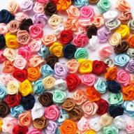 mosheng accessory 100pcs mix lots satin ribbon rose flowers: stunning craft ribbons for sewing, wedding & party decoration - mix colors galore! logo