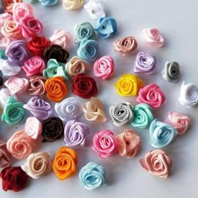 img 2 attached to Mosheng Accessory 100pcs Mix Lots Satin Ribbon Rose Flowers: Stunning Craft Ribbons for Sewing, Wedding & Party Decoration - Mix Colors Galore!