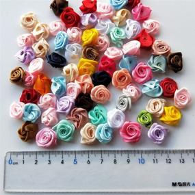 img 1 attached to Mosheng Accessory 100pcs Mix Lots Satin Ribbon Rose Flowers: Stunning Craft Ribbons for Sewing, Wedding & Party Decoration - Mix Colors Galore!