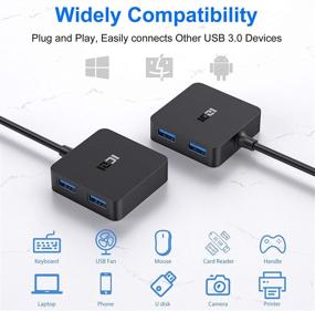 img 3 attached to 🔌 ICZI USB 3.0 Concentrator с кабелем длиной 4 фута: Мощный 4-портовый USB 3.0 разветвитель и удлинитель с ультракомпактным дизайном - Идеально подходит для MacBook, Surface Pro, XPS, ноутбука, ПК, флэш-накопителя и мобильного ЖД.