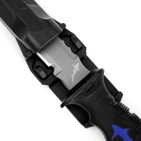 img 1 attached to Premium Titanium Dive Knife with Leg Strap and Sheath - 🔪 Serrated Edges - Lightweight Scuba and Snorkeling Gear - Underwater Equipment and Accessories