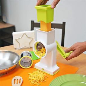 img 1 attached to 🔪 Effortlessly Grate, Shred, and Slice: Southern Homewares 2 in 1 Deluxe Hand Crank Rotary Drum Grater Shredder Slicer Kitchen Tool for Cheese, Fruits, Vegetables, and Nuts