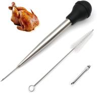 🦃 stainless steel turkey baster syringe for cooking, thanksgiving, with needles and cleaning brush logo